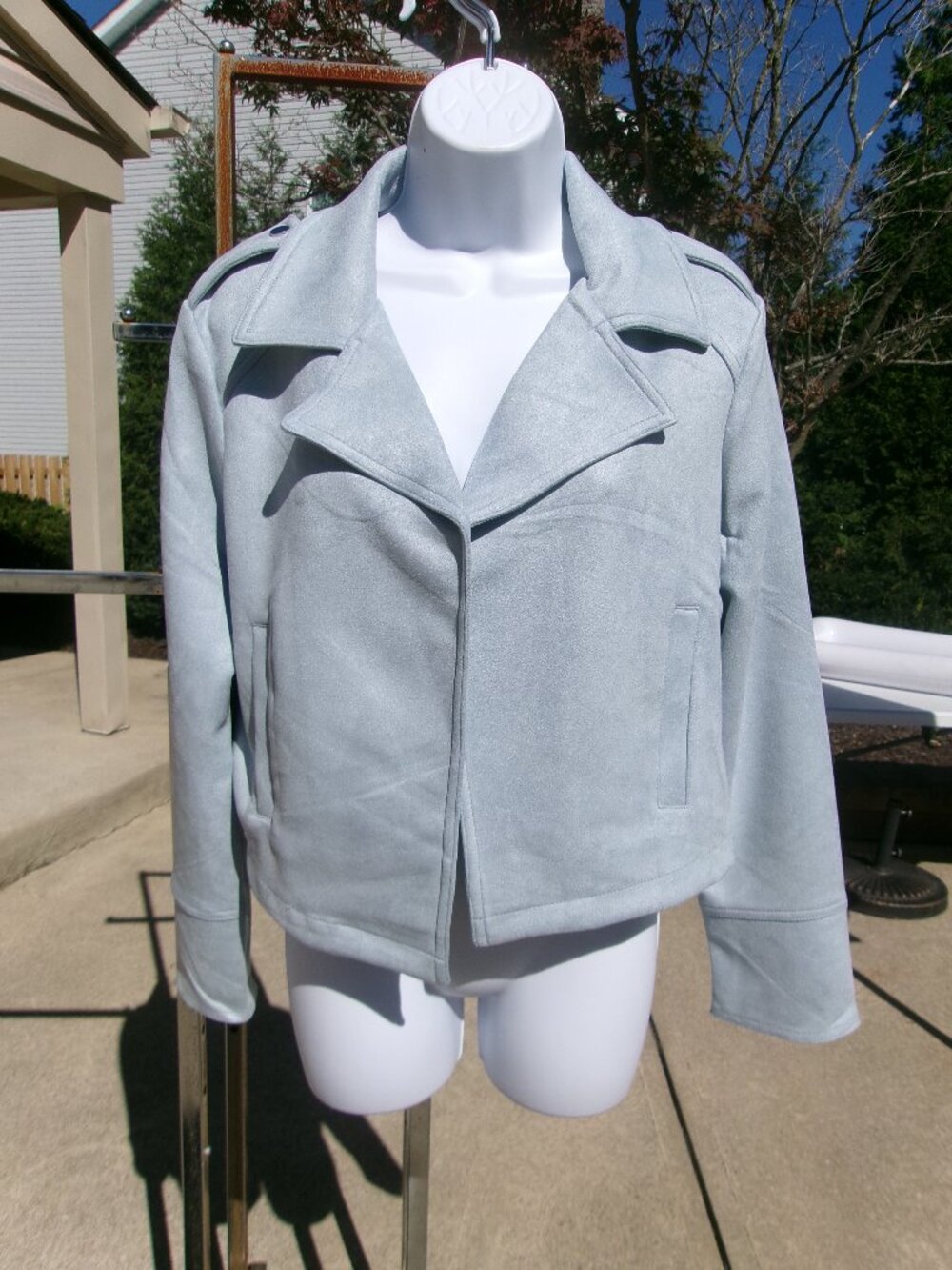 NWT PHILOSOPHY LT BLUE FAUX SUEDE JACKET M